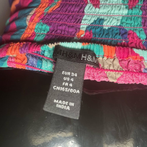 H&M Strapless Abstract Print Mini Cotton Dress Size 4 - Picture 6 of 6